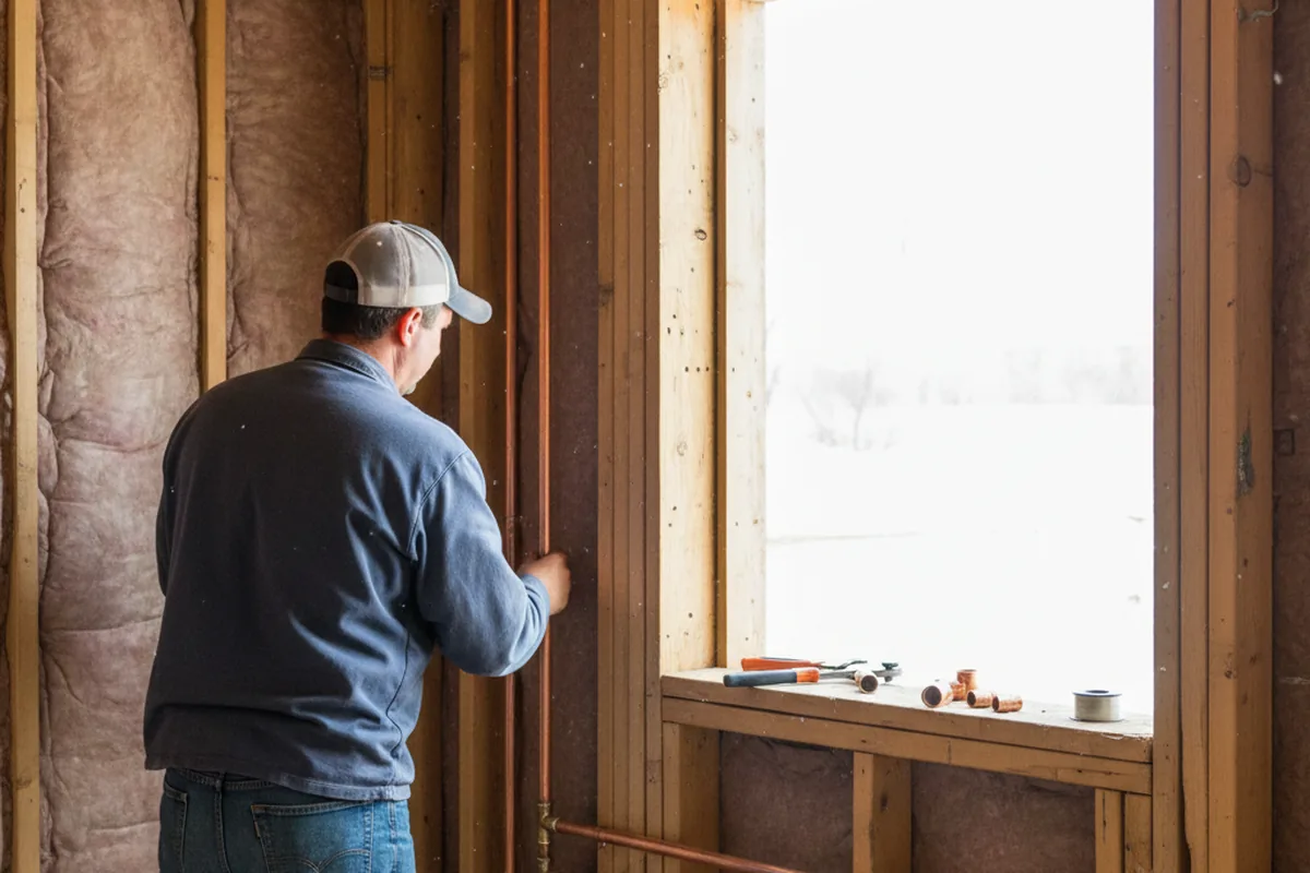 Licensed plumber running new copper supply lines in a Onalaska home